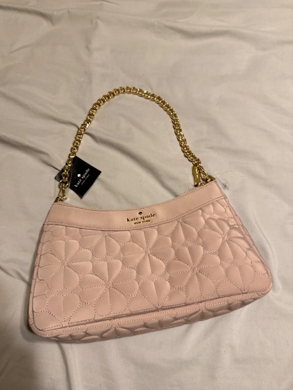 Kate Spade Light Pink Shoulder Purse with Gold Chain and detachable strap